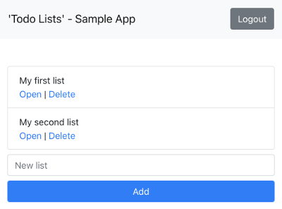 Sample app loaded with lists