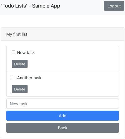 Sample app - showing tasks