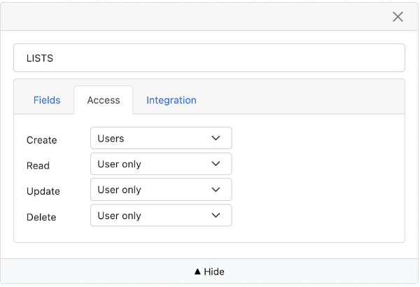 Lists model access